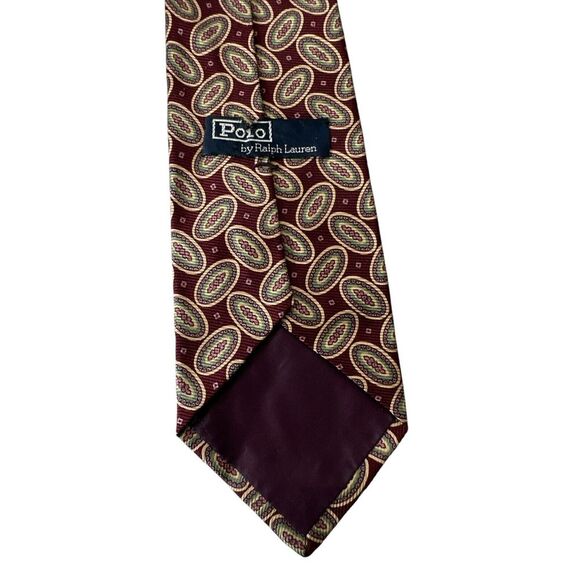 Polo By Ralph Lauren 100% Silk Hand Made In USA Geometric Office Corpcore Money - Picture 2 of 7